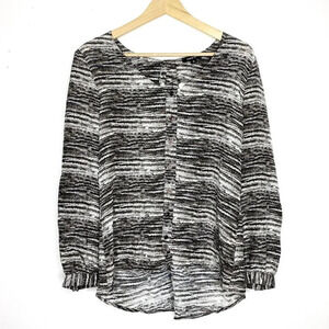 DREW 100% Silk Cutout Open Back Blouse Small Long Sleeve Button Up Shirt